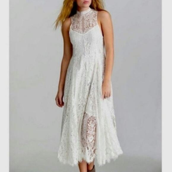 Free People Angel Rays White Midi Lace Dress - Picture 1 of 8